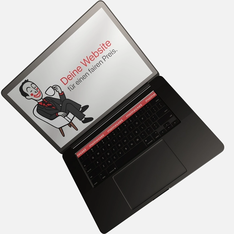 Günstige Website erstellen lassen – Laptop mit Webdesign-Motiv von moinpixel