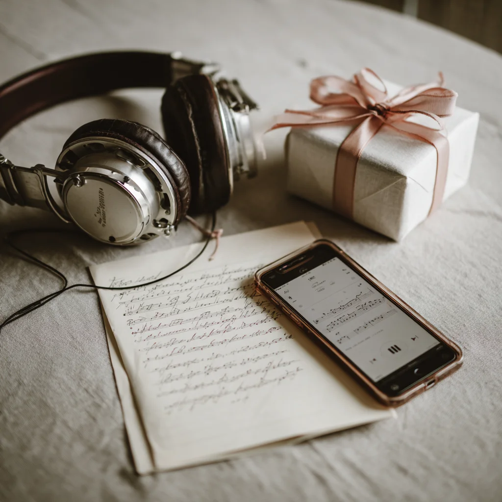 Personalisierter Song als Geschenk mit Kopfhörern und Geschenkbox